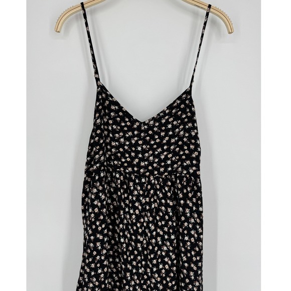 Natural Life Wide Leg Jumpsuit XL Black Floral Boho Cottagecore Casual Comfy - Picture 3 of 9